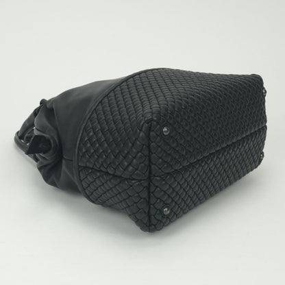 Bottega Veneta Intrecciato Tote Black Silver Handbag