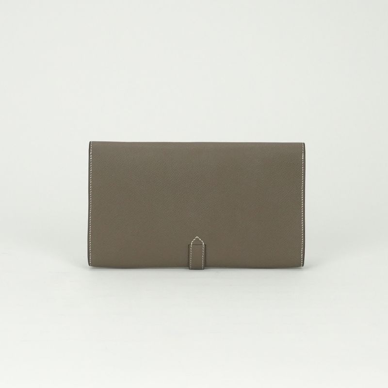 Hermes Passant to Tanman Wallet Veau Epsom Etoupe Etoupe Gray