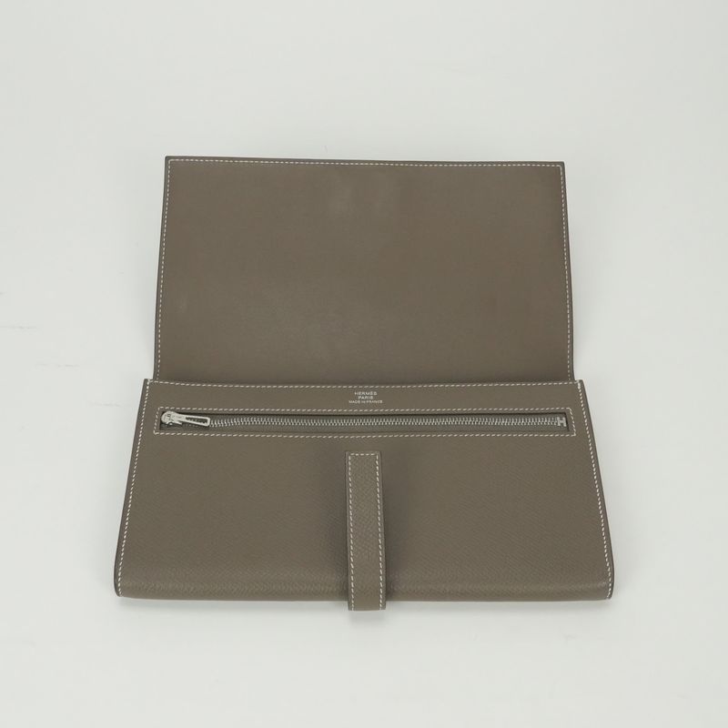 Hermes Passant to Tanman Wallet Veau Epsom Etoupe Etoupe Gray