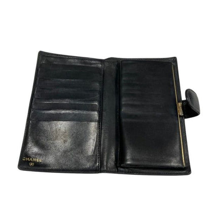 Chanel Caviar Leather Bifold Wallet Clasp Noir Black