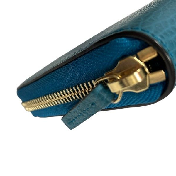 Gucci Interlocking Turquoise Blue Zip Around Wallet