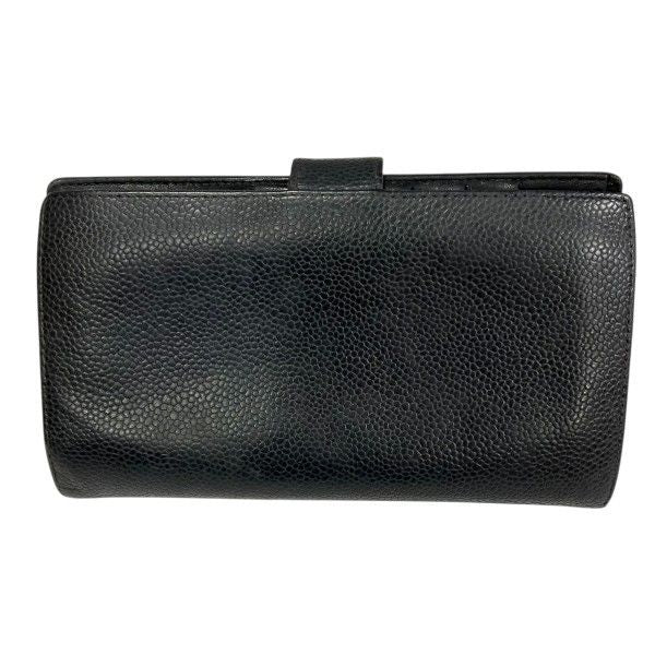 Chanel Caviar Leather Bifold Wallet Clasp Noir Black