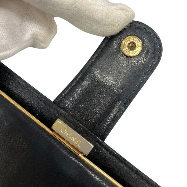 Chanel Caviar Leather Bifold Wallet Clasp Noir Black