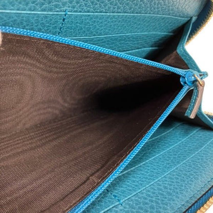 Gucci Interlocking Turquoise Blue Zip Around Wallet