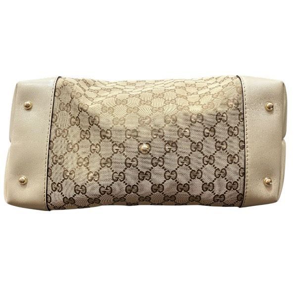 Gucci Canvas Leather Beige White Horsebit Tote X