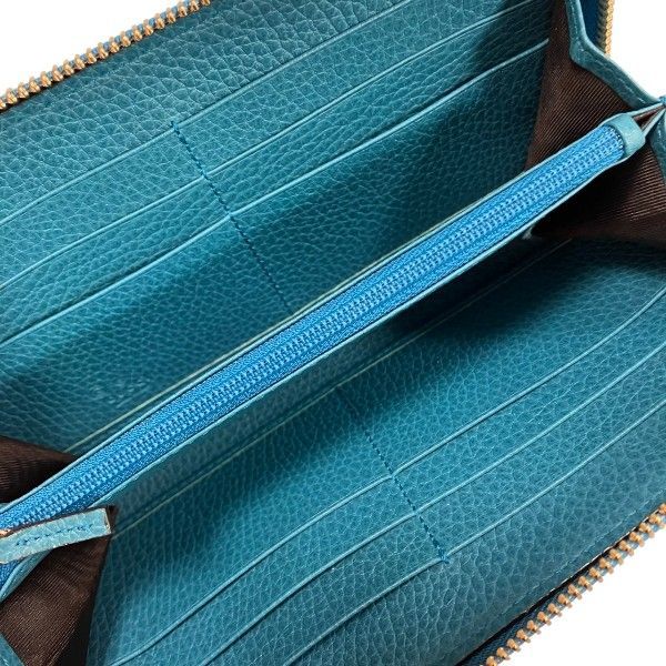 Gucci Interlocking Turquoise Blue Zip Around Wallet