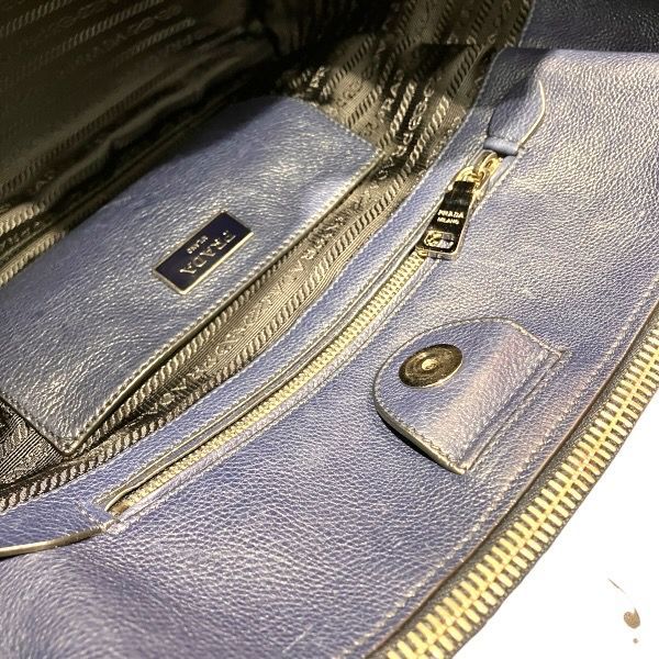 Prada Vitello Daino Navy Tote