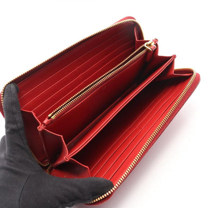 Prada Round Wallet Red Leather Zip Around