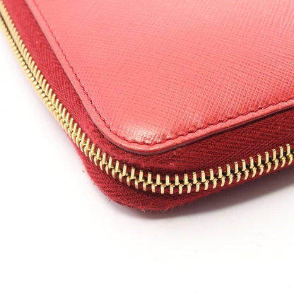 Prada Round Wallet Red Leather Zip Around
