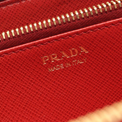 Prada Round Wallet Red Leather Zip Around