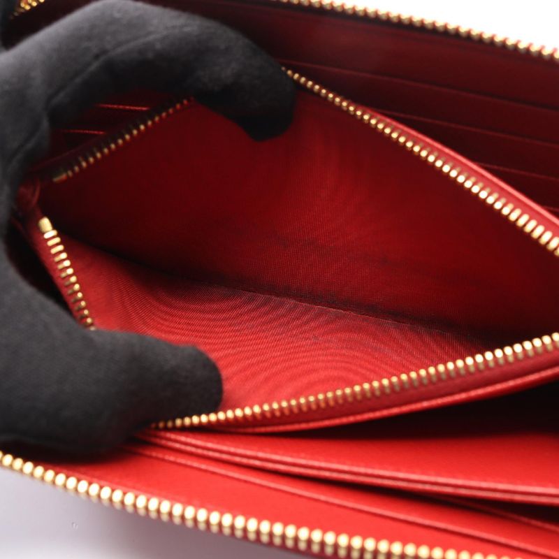 Prada Round Wallet Red Leather Zip Around