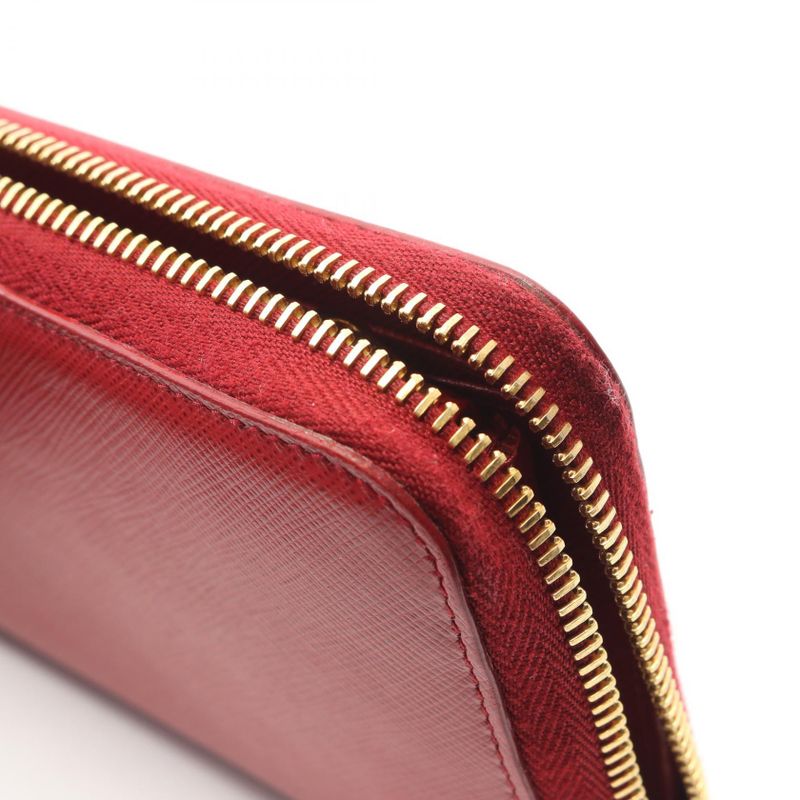 Prada Round Wallet Red Leather Zip Around