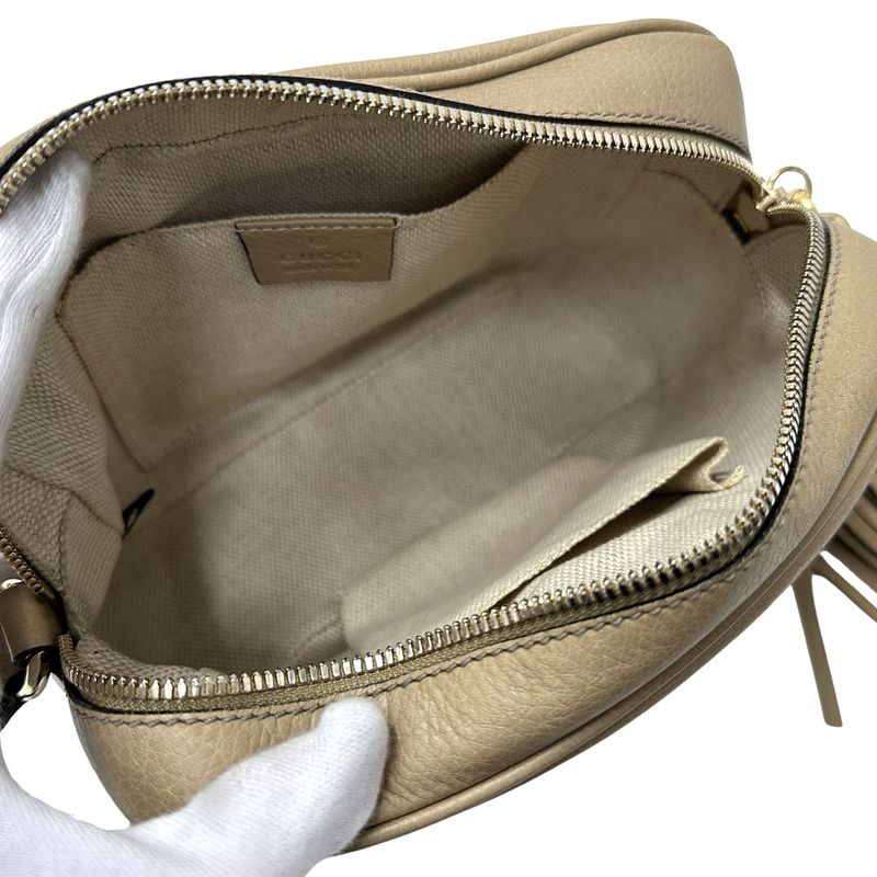 Gucci Interlocking Shoulder Bag Leather Soho Beige