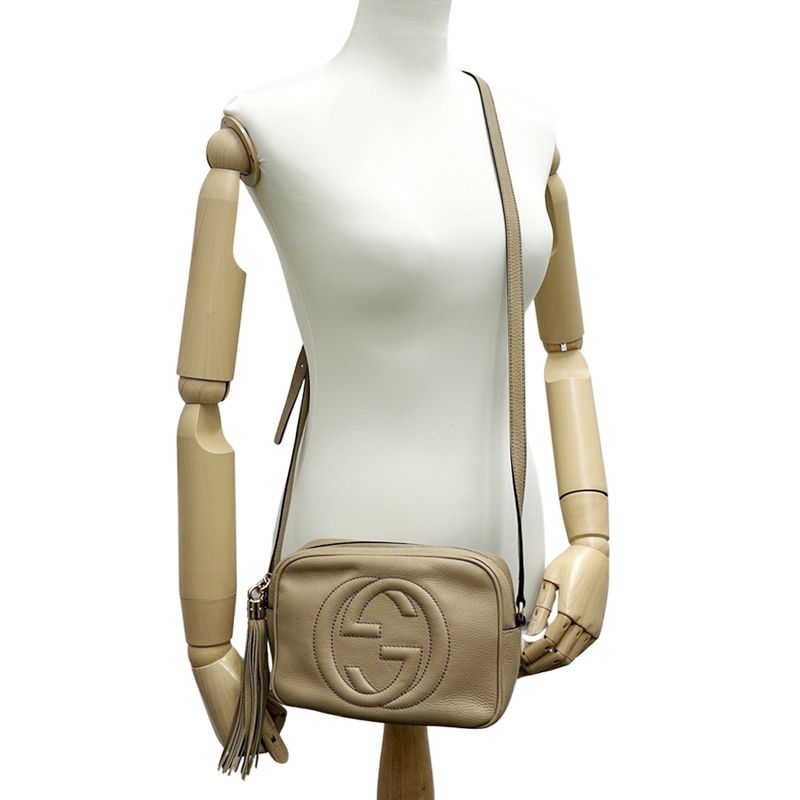 Gucci Interlocking Shoulder Bag Leather Soho Beige