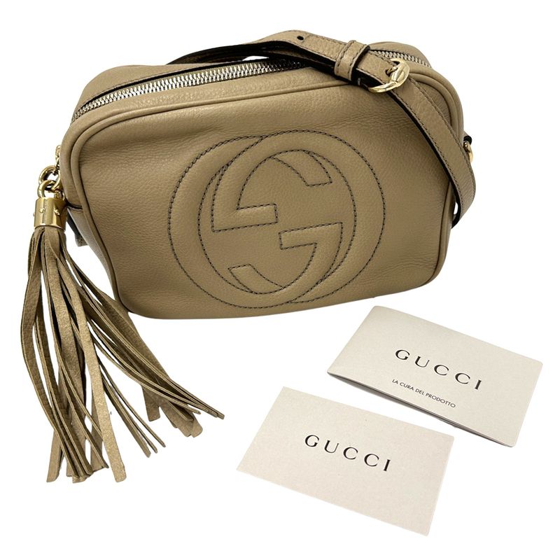 Gucci Interlocking Shoulder Bag Leather Soho Beige