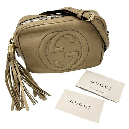 Gucci Interlocking Shoulder Bag Leather Soho Beige