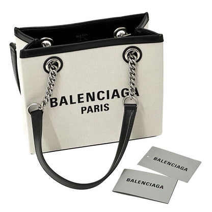 Balenciaga Tote Canvas Duty Free Chain Natural Natural Black