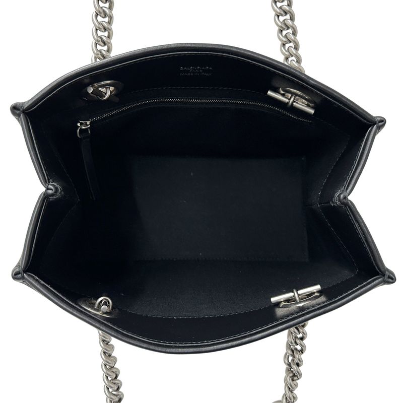 Balenciaga Tote Canvas Duty Free Chain Natural Natural Black