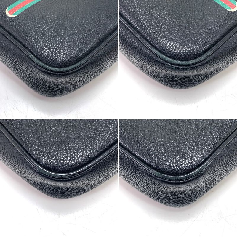 Gucci Shoulder Bag Logo Print Black