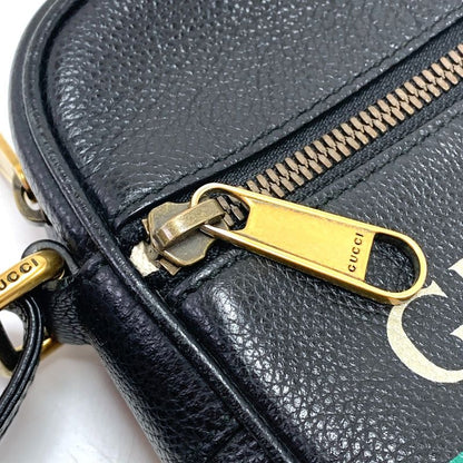 Gucci Shoulder Bag Logo Print Black