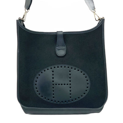 Hermes Evelyne Toile Hunter Shoulder Bag Black
