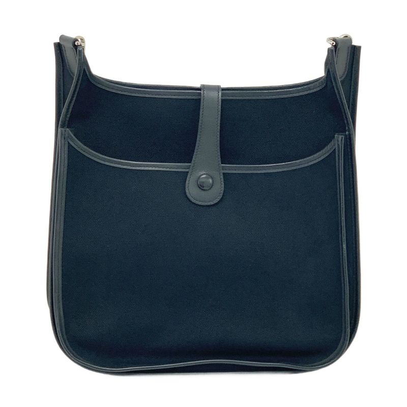 Hermes Evelyne Toile Hunter Shoulder Bag Black