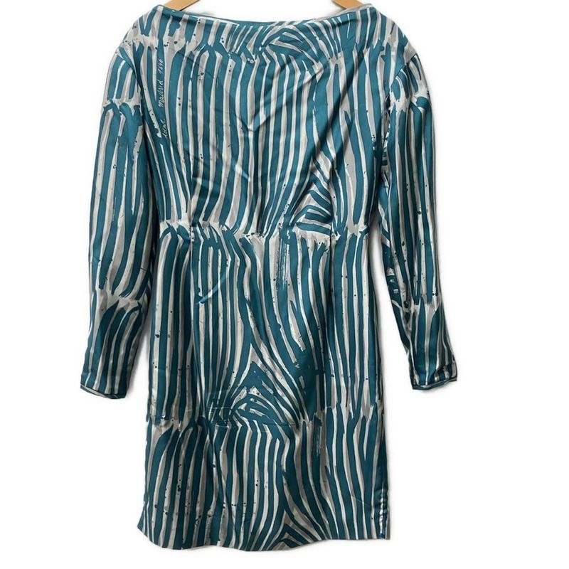 Loewe Dress 36 S Blue Green Gray Light Crew Neck Long