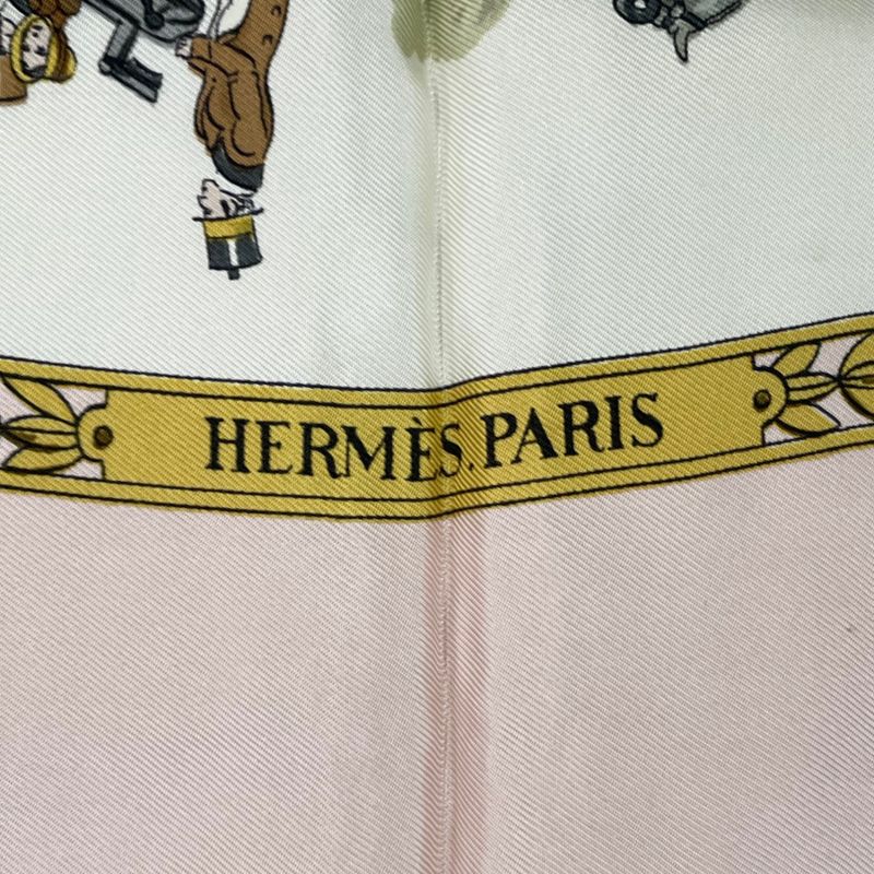 Hermes Scarf Silk Carre 90 la Promenade de Longchamps Walk to Long Chien Pink