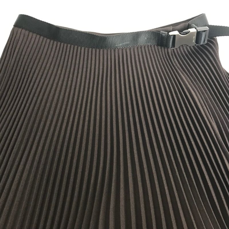 Prada Long Skirt Pleated S Dark Brown