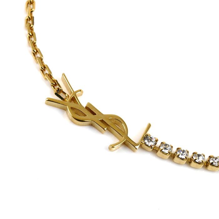 Saint Laurent Rhinestone Cassandra Charm Bracelet