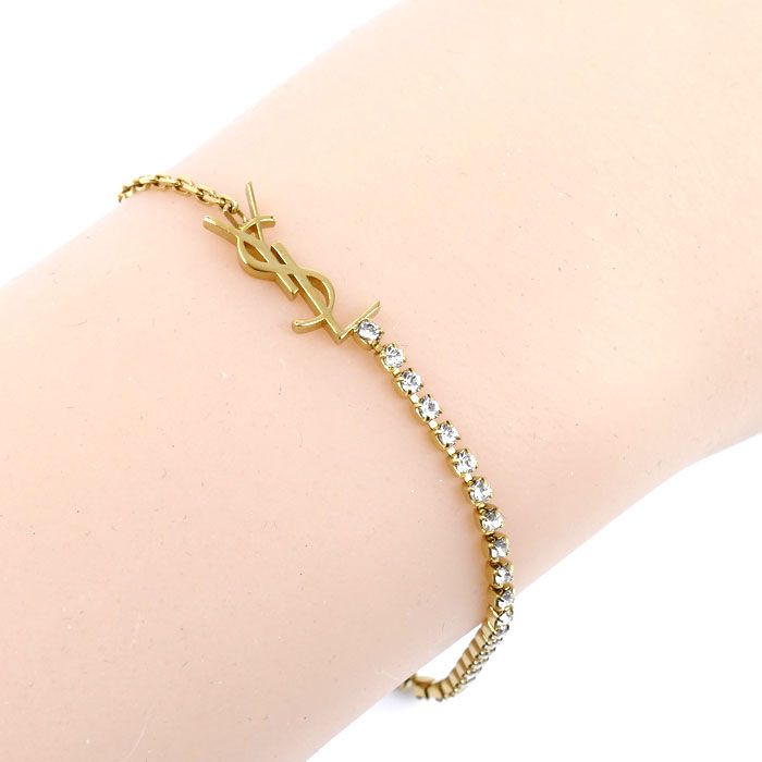 Saint Laurent Rhinestone Cassandra Charm Bracelet