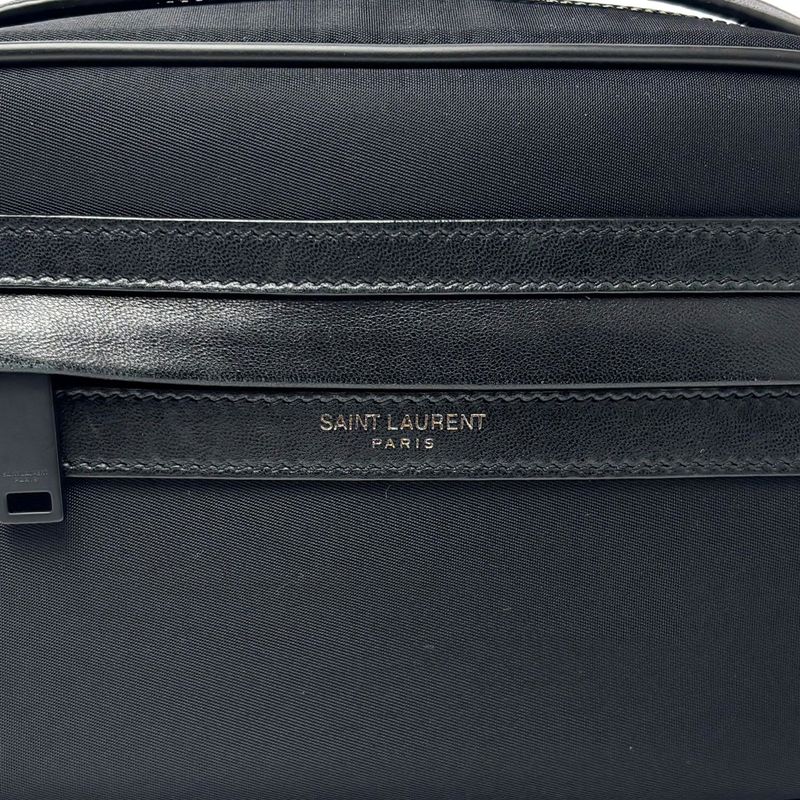 Saint Laurent Shoulder Bag Mini Camp Nylon Leather Black