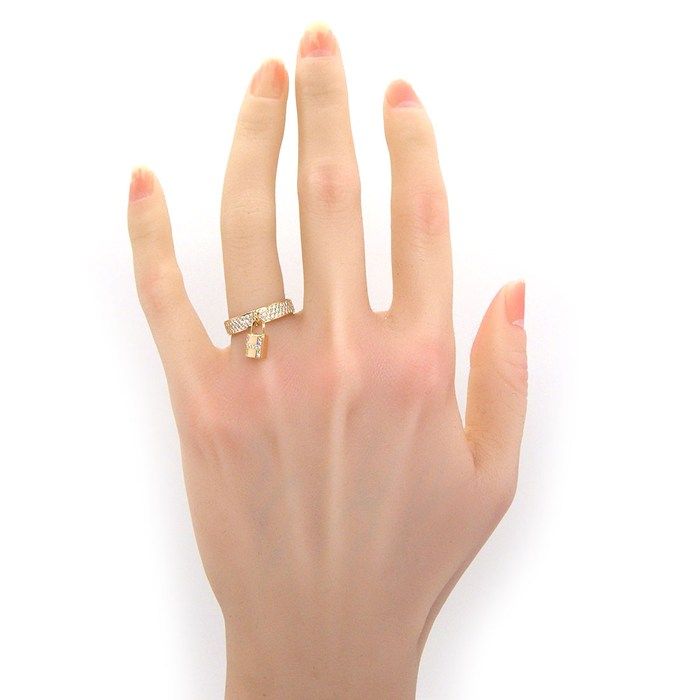 Hermes Ring Kelly Clochette MM Cadena Rock Motif Half Circle Pave