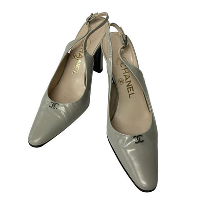 Chanel Sandals 35.5 Light Gray CC Logo