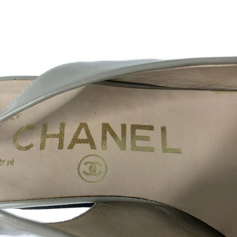 Chanel Sandals 35.5 Light Gray CC Logo