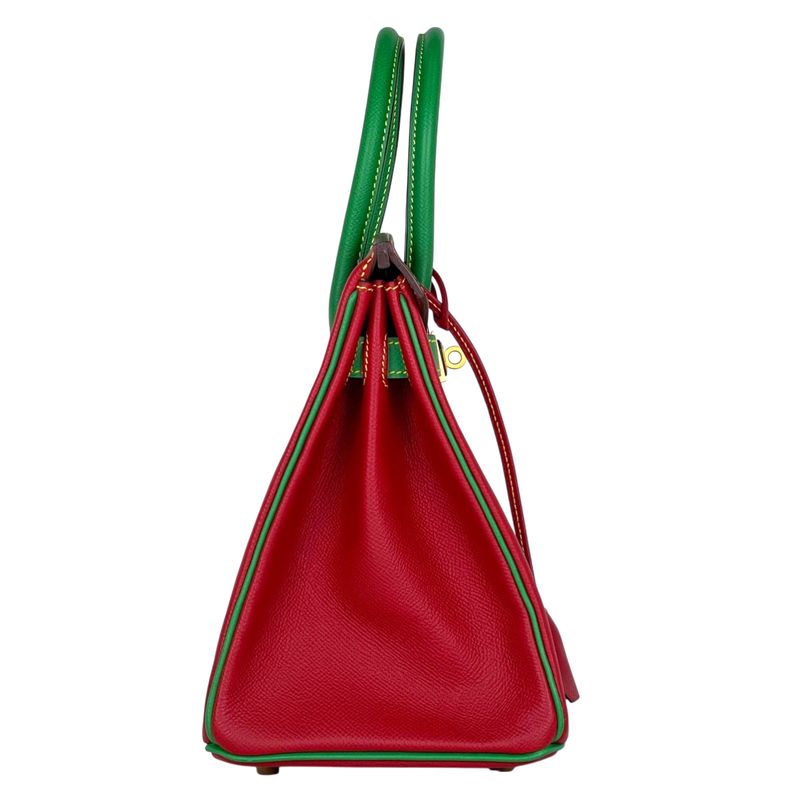 Hermes Birkin 30 Personal Order Handbag Veau Epsom Rouge Casac Bamboo Rouge Kazak Bamboo