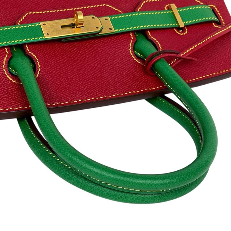 Hermes Birkin 30 Personal Order Handbag Veau Epsom Rouge Casac Bamboo Rouge Kazak Bamboo