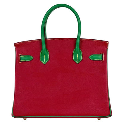 Hermes Birkin 30 Personal Order Handbag Veau Epsom Rouge Casac Bamboo Rouge Kazak Bamboo