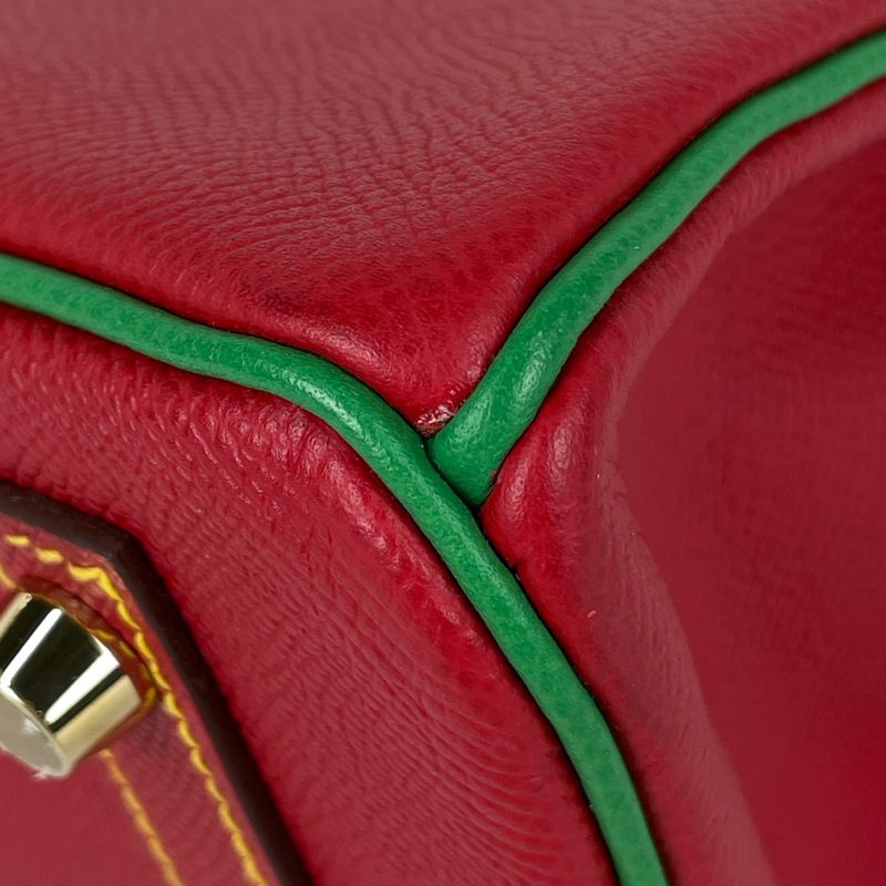 Hermes Birkin 30 Personal Order Handbag Veau Epsom Rouge Casac Bamboo Rouge Kazak Bamboo