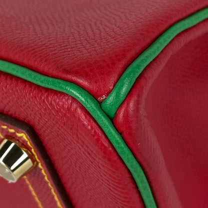 Hermes Birkin 30 Personal Order Handbag Veau Epsom Rouge Casac Bamboo Rouge Kazak Bamboo