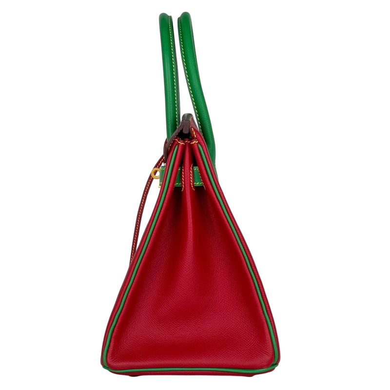 Hermes Birkin 30 Personal Order Handbag Veau Epsom Rouge Casac Bamboo Rouge Kazak Bamboo