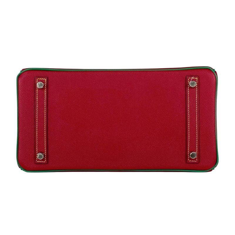 Hermes Birkin 30 Personal Order Handbag Veau Epsom Rouge Casac Bamboo Rouge Kazak Bamboo