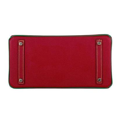 Hermes Birkin 30 Personal Order Handbag Veau Epsom Rouge Casac Bamboo Rouge Kazak Bamboo