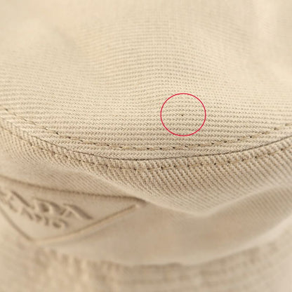 Prada Bucket Hat Logo Embroidery XL Beige