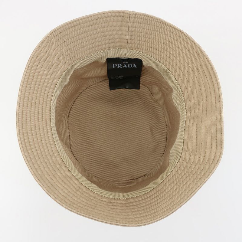 Prada Bucket Hat Logo Embroidery XL Beige