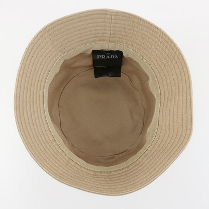 Prada Bucket Hat Logo Embroidery XL Beige