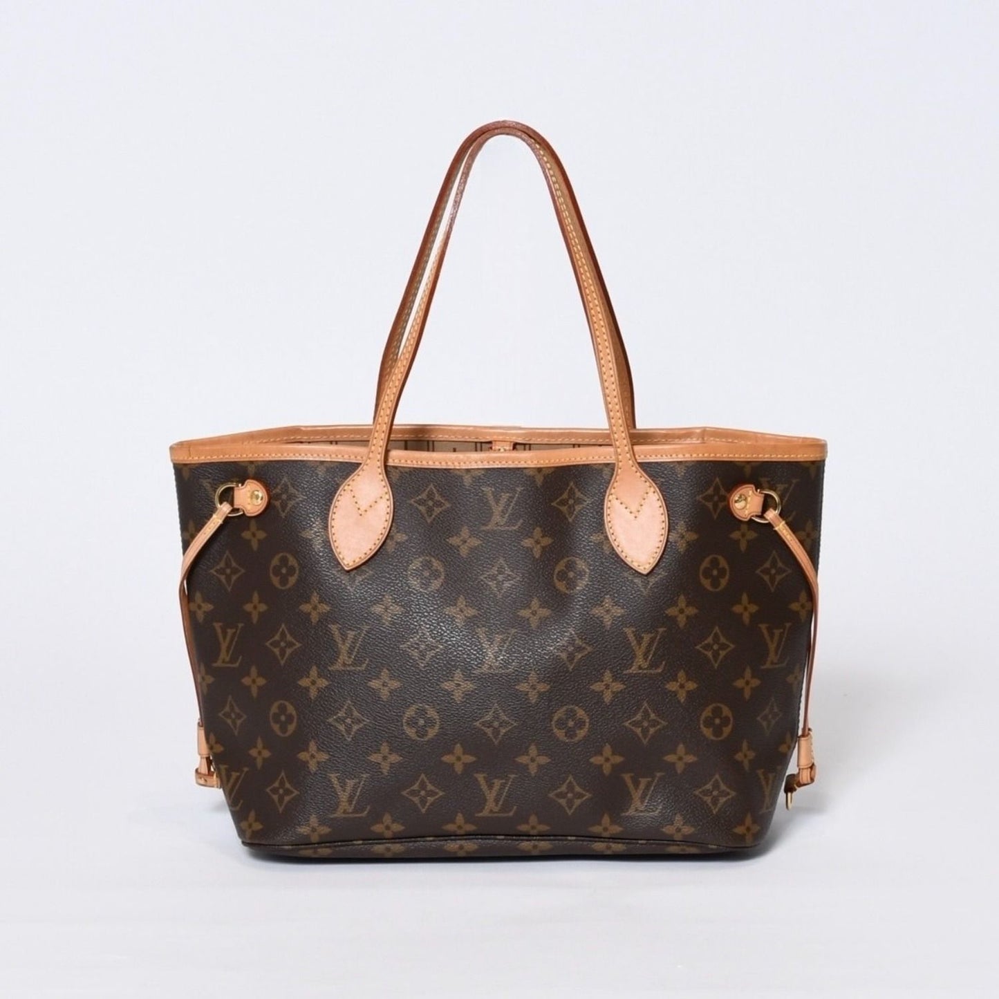 Louis Vuitton Monogram Neverfull PM Handbag Brown Vachetta Leather Gold