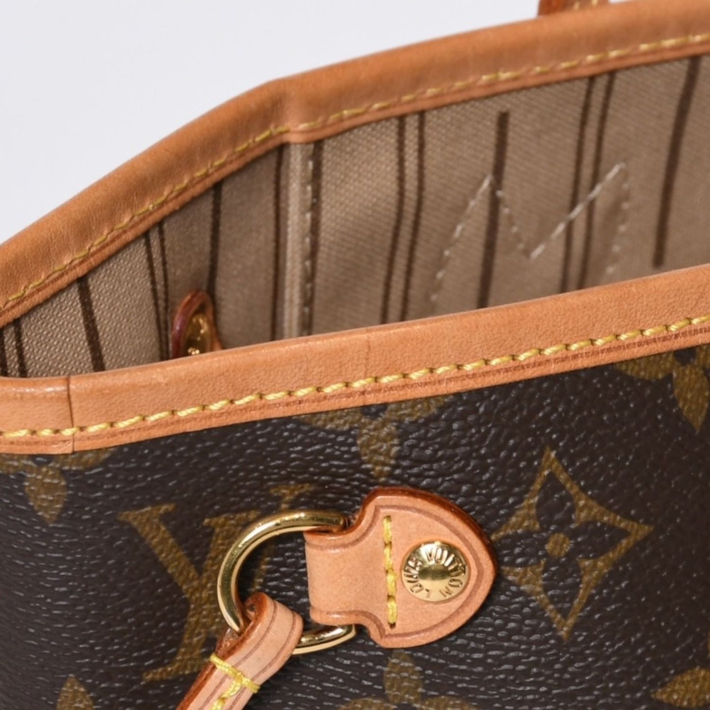 Louis Vuitton Monogram Neverfull PM Handbag Brown Vachetta Leather Gold — view 6