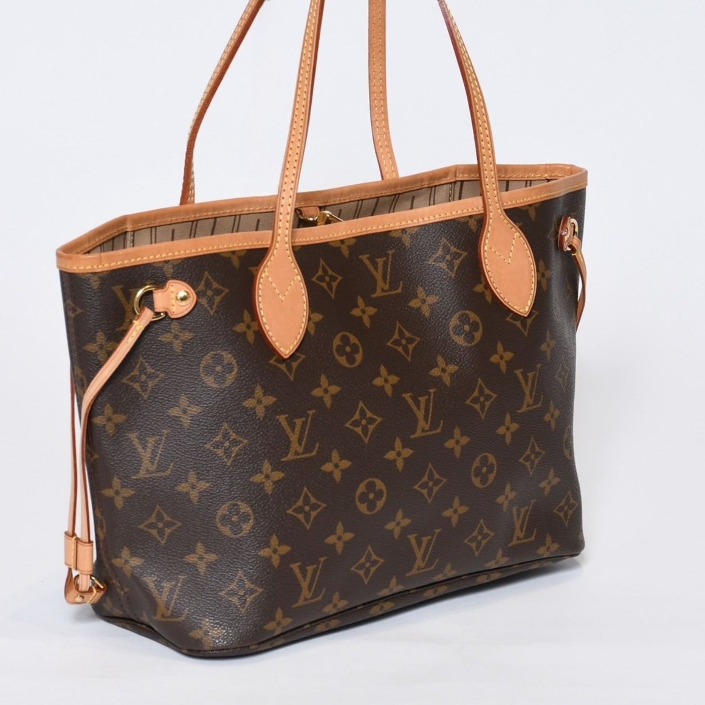 Louis Vuitton Monogram Neverfull PM Handbag Brown Vachetta Leather Gold — view 3