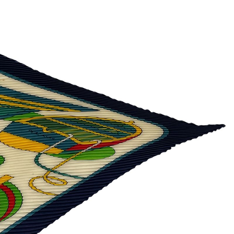 Hermes Scarf Pleated Silk Thalassa Navy